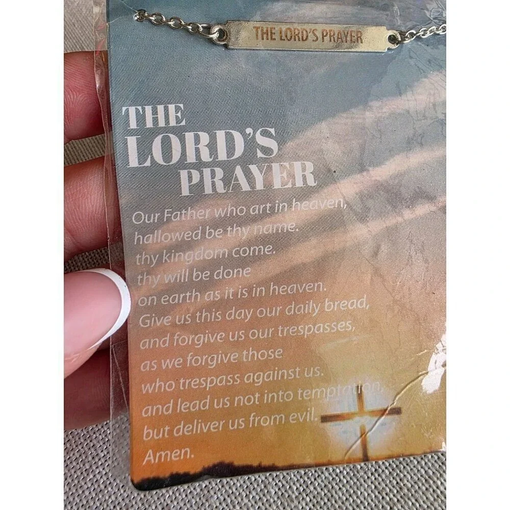 Lords Prayer neckless chain Jewelry Girl Women Silver color New‎